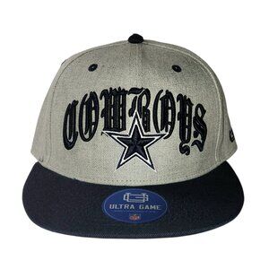 Dallas Cowboys Old English Script NFL Ultra Game Cap Hat Snapback Gray Blue New